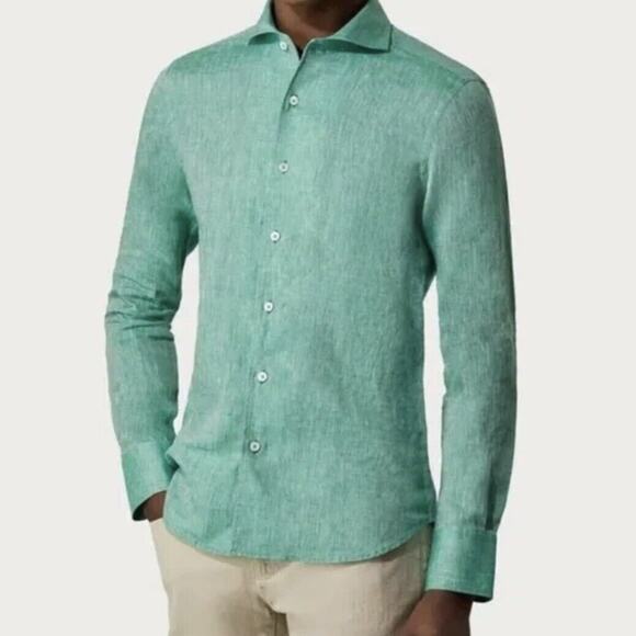 Canali Other - Canali NWOT Men Cutaway Collar Button Up Soft Stretch Sport Shirt Mint Green M